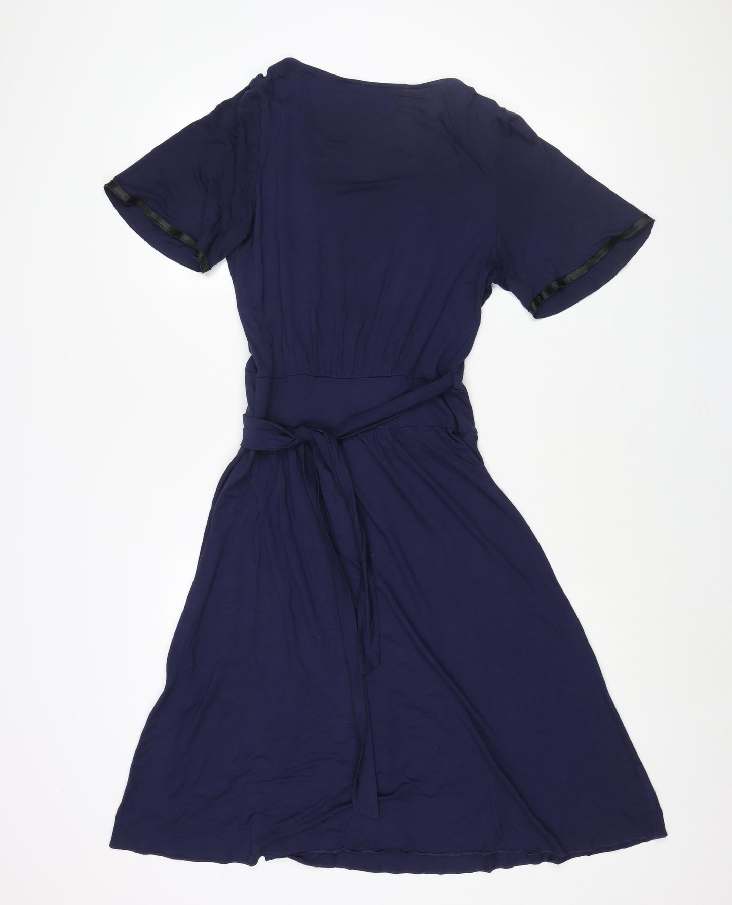 Phase Eight Womens Blue Viscose Wrap Dress Size 10 V-Neck Tie