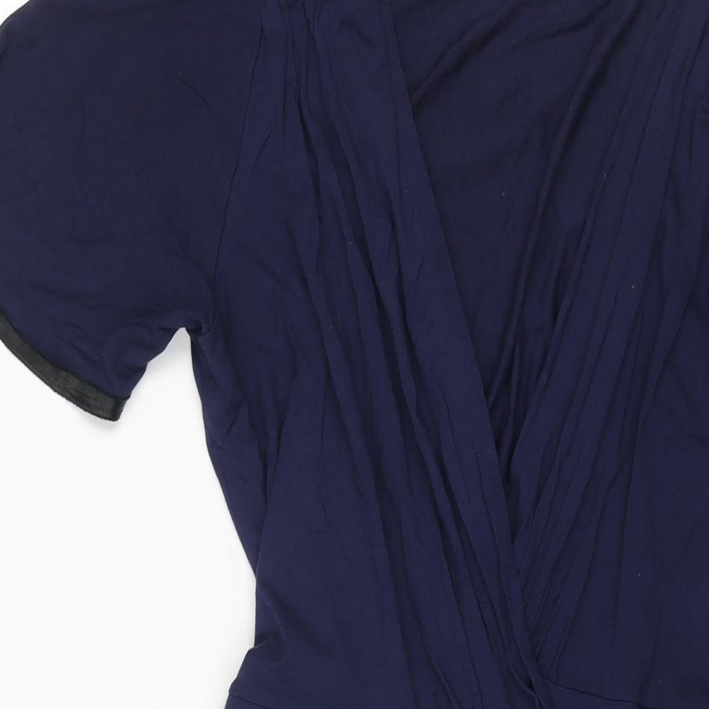 Phase Eight Womens Blue Viscose Wrap Dress Size 10 V-Neck Tie