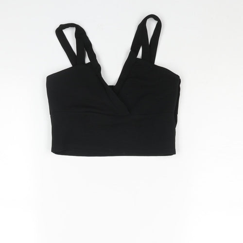 Miss Selfridge Womens Black Polyester Cropped Blouse Size 10 V-Neck