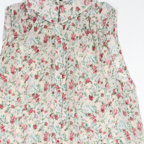 New Look Womens Multicoloured Floral Polyester Camisole Blouse Size 10 Collared