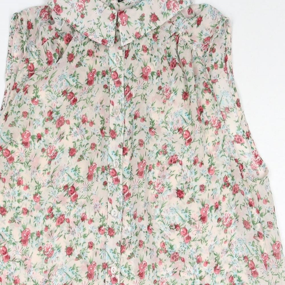 New Look Womens Multicoloured Floral Polyester Camisole Blouse Size 10 Collared