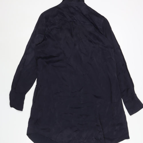 H&M Womens Blue Viscose Shirt Dress Size 10 Collared Button