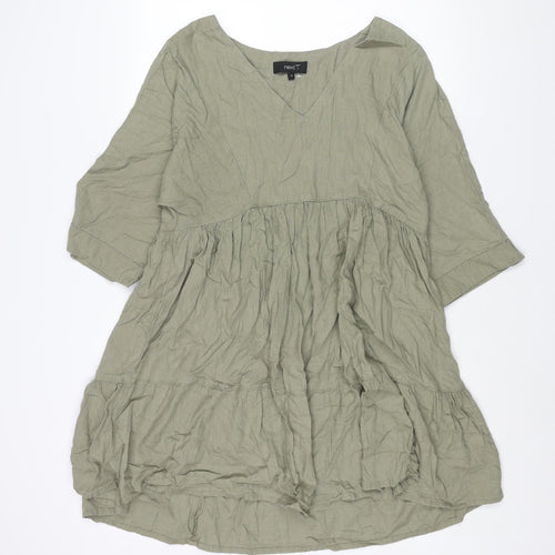NEXT Womens Green Viscose Shift Size 12 V-Neck Pullover - Smocked