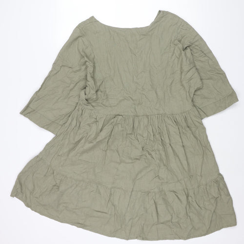 NEXT Womens Green Viscose Shift Size 12 V-Neck Pullover - Smocked