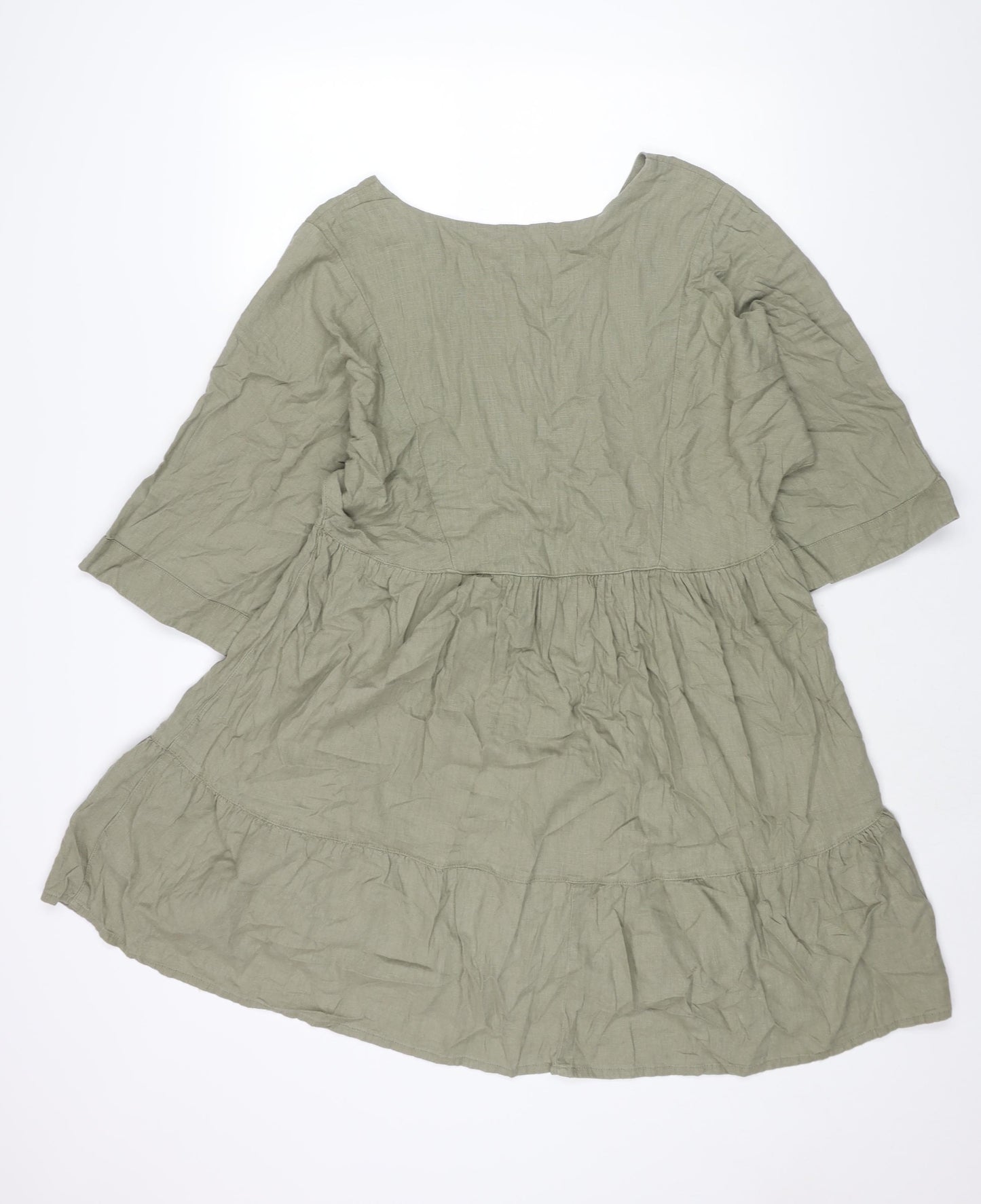 NEXT Womens Green Viscose Shift Size 12 V-Neck Pullover - Smocked