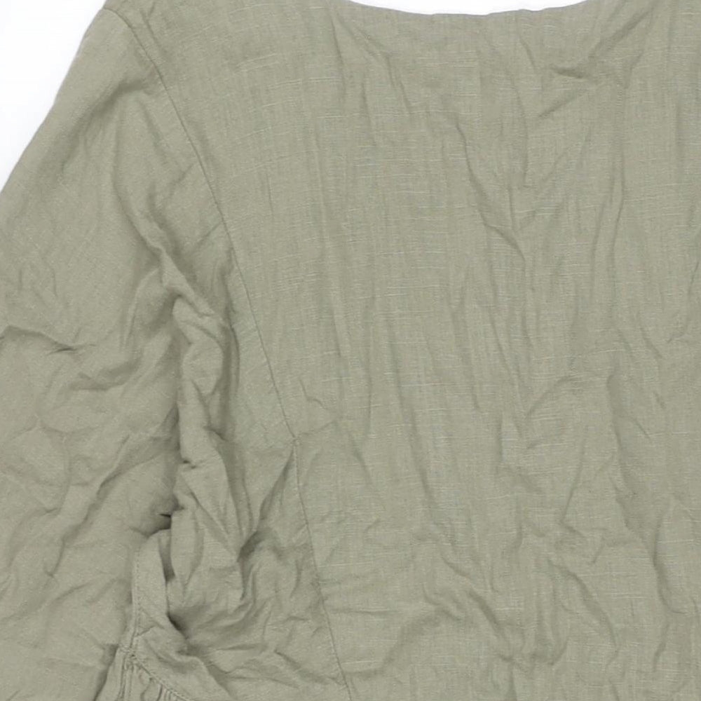 NEXT Womens Green Viscose Shift Size 12 V-Neck Pullover - Smocked