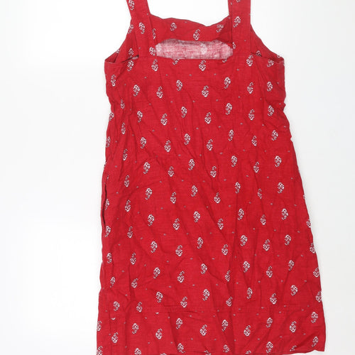 NEXT Womens Red Geometric Viscose Shift Size 10 Square Neck Pullover