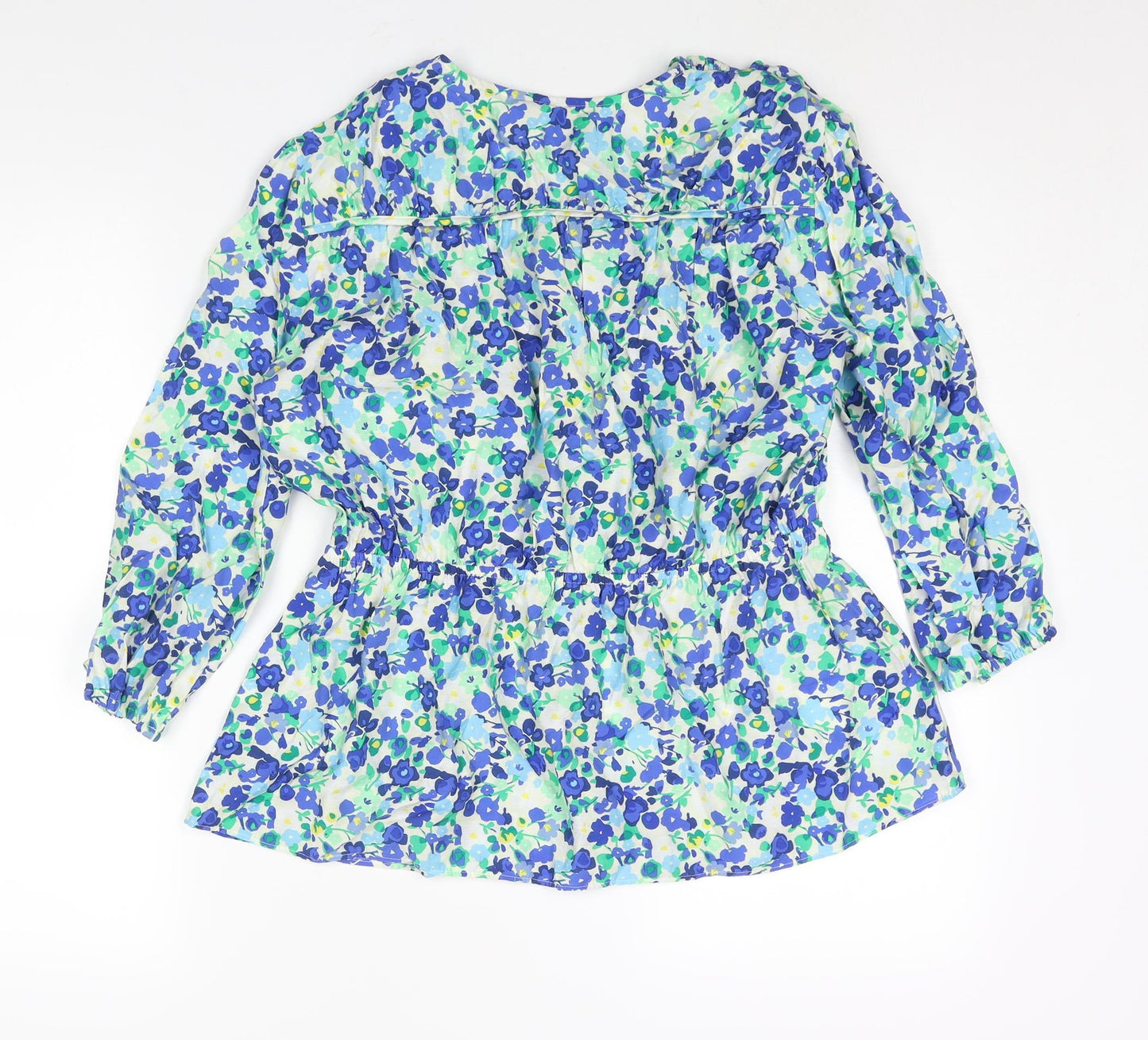 Marks and Spencer Womens Multicoloured Floral Viscose Basic Blouse Size 10 V-Neck