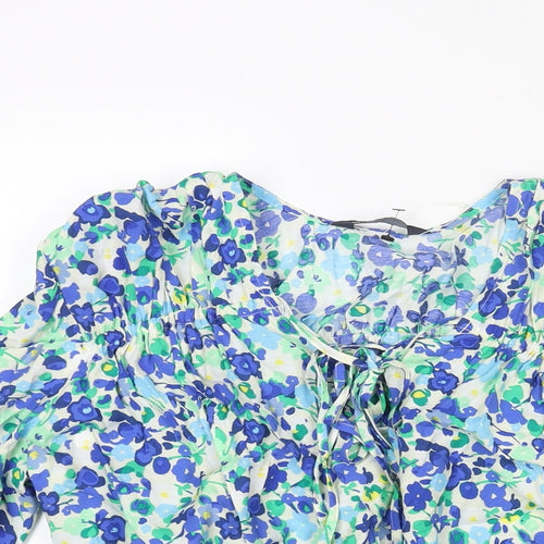 Marks and Spencer Womens Multicoloured Floral Viscose Basic Blouse Size 10 V-Neck