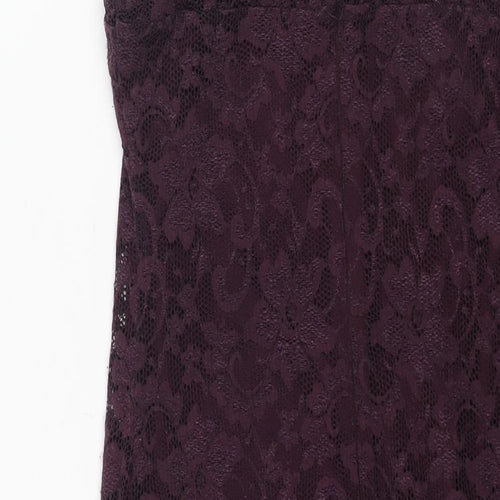 AX Paris Womens Purple Polyester Bodycon Size 12 Round Neck Zip