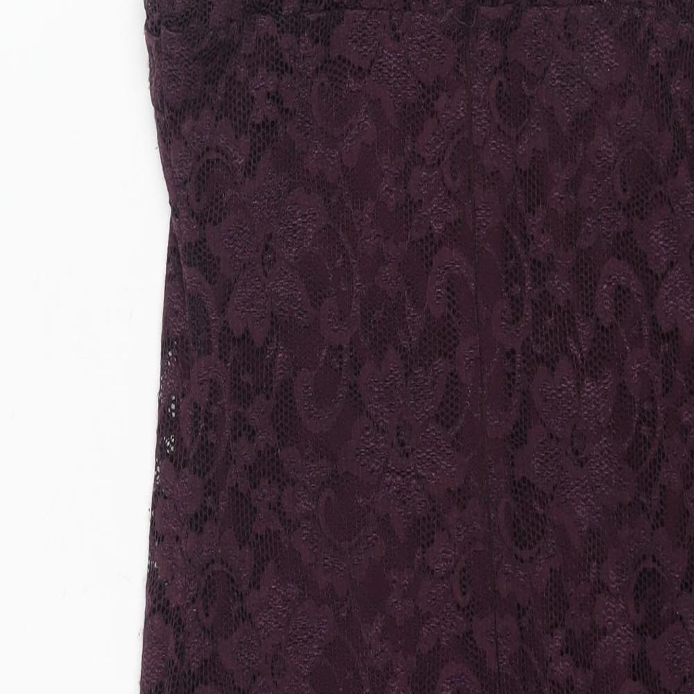 AX Paris Womens Purple Polyester Bodycon Size 12 Round Neck Zip