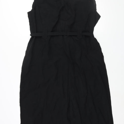 NEXT Womens Black Viscose Shirt Dress Size 20 Collared Button - Belted