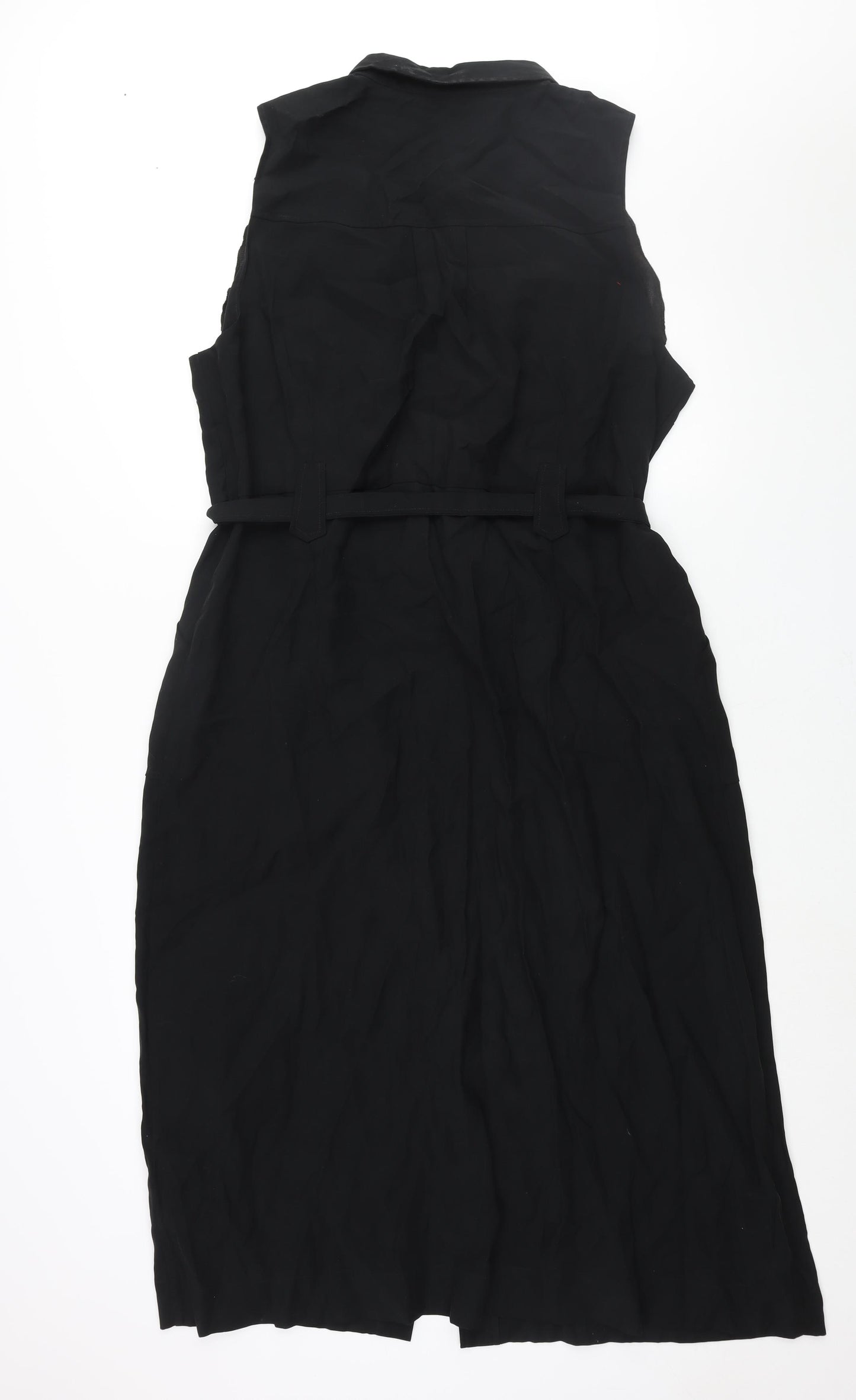 NEXT Womens Black Viscose Shirt Dress Size 20 Collared Button - Belted