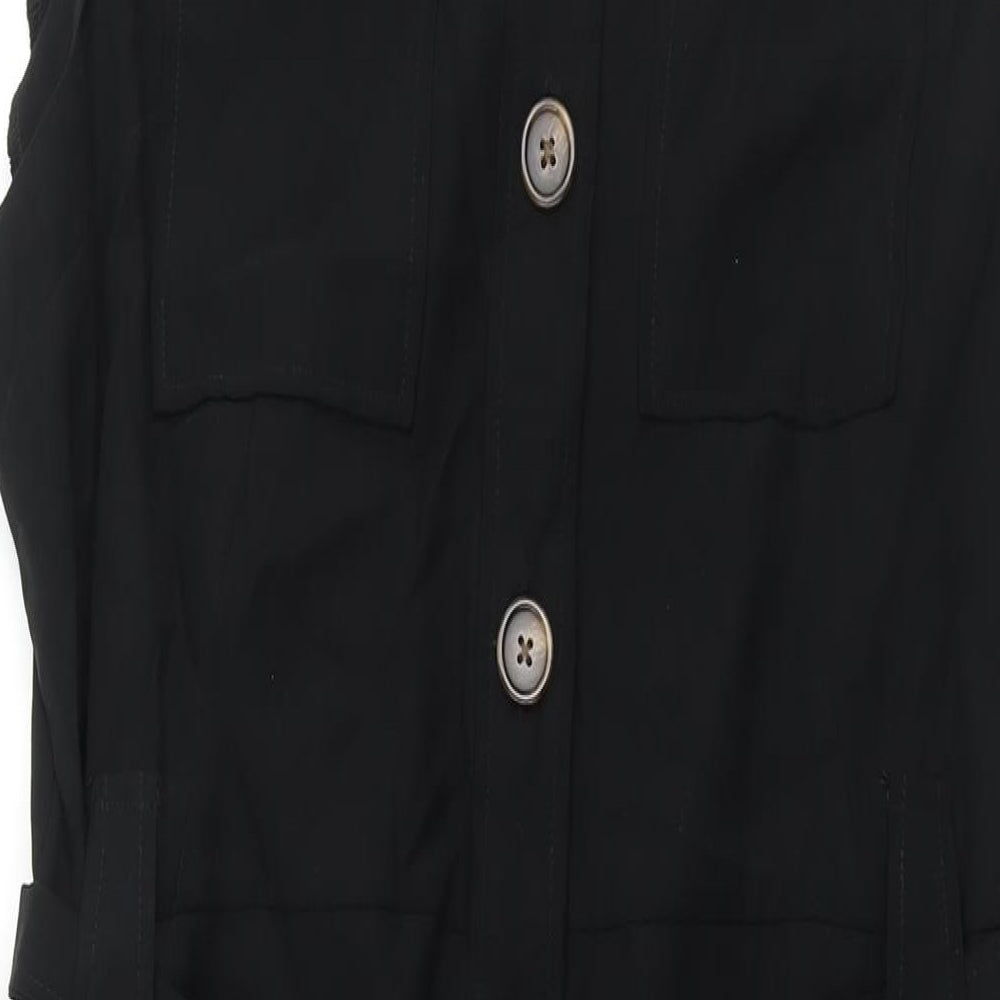 NEXT Womens Black Viscose Shirt Dress Size 20 Collared Button - Belted