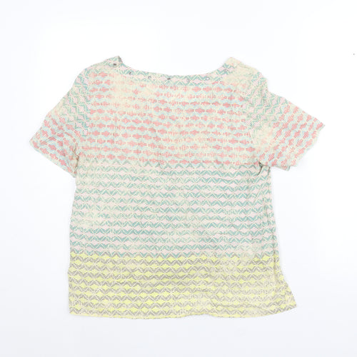 Sandwich Womens Multicoloured Geometric Viscose Basic Blouse Size 6 Round Neck - Eyelet Detail