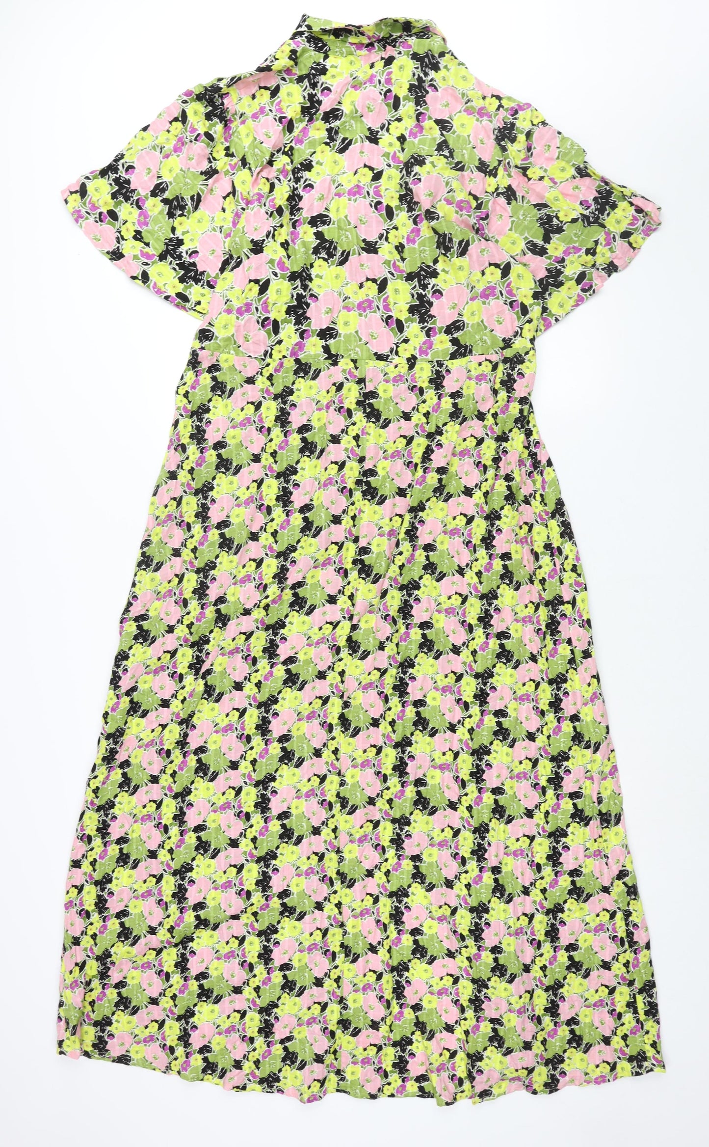 NEXT Womens Multicoloured Floral Viscose Maxi Size 18 Collared Button