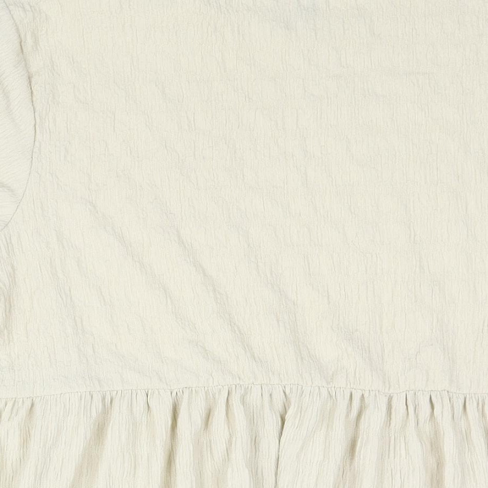 Boohoo Womens Beige Polyester Basic Blouse Size 20 Round Neck - Peplum Textured