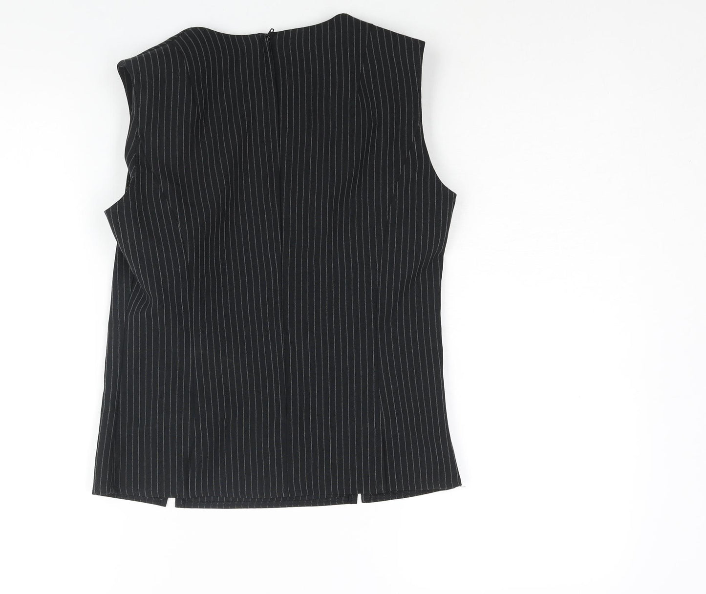 Imagemakers Womens Black Striped Polyester Basic Blouse Size 4 Round Neck