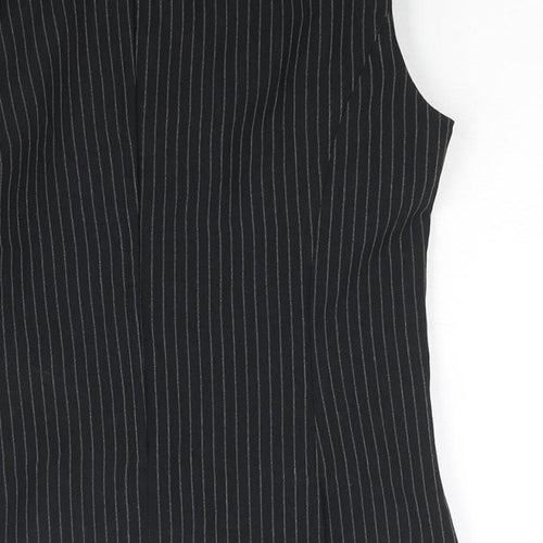 Imagemakers Womens Black Striped Polyester Basic Blouse Size 4 Round Neck