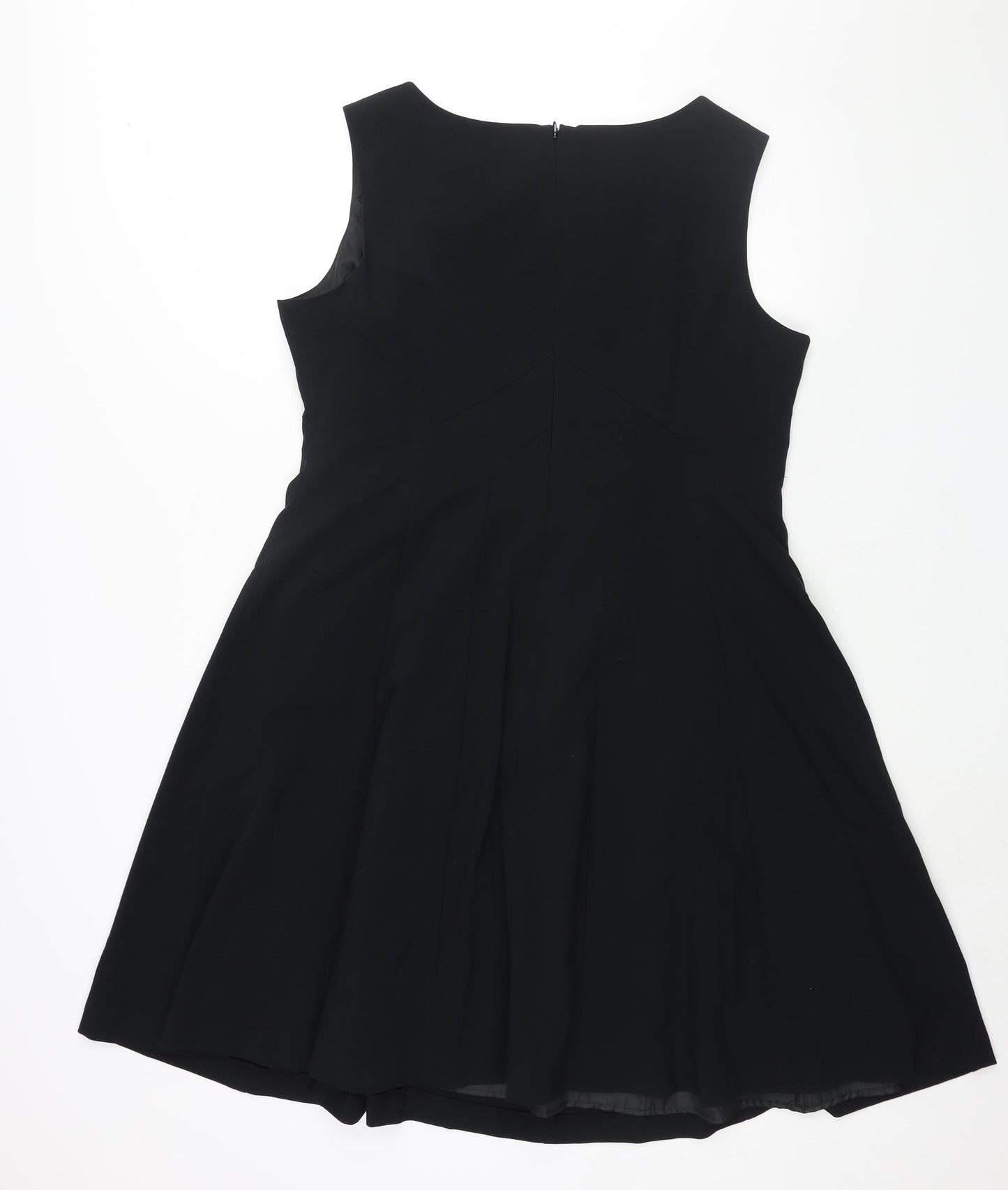 Marks and Spencer Womens Black Polyester A-Line Size 18 Round Neck Zip - Panelled