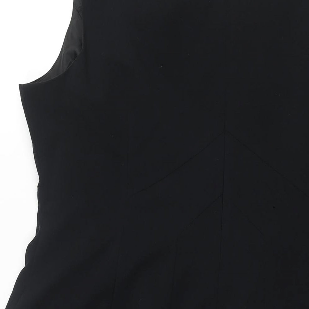 Marks and Spencer Womens Black Polyester A-Line Size 18 Round Neck Zip - Panelled