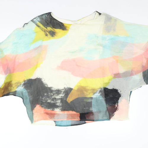 Phase Eight Womens Multicoloured Geometric Silk Basic Blouse Size S Round Neck - Lined