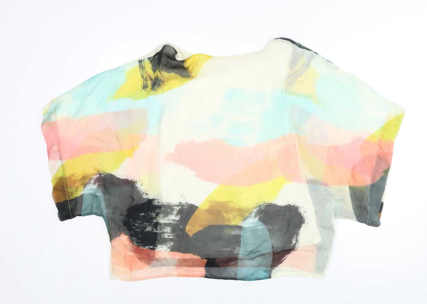 Phase Eight Womens Multicoloured Geometric Silk Basic Blouse Size S Round Neck - Lined