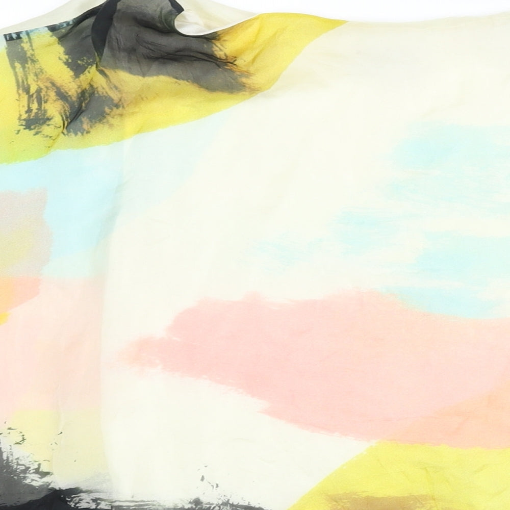 Phase Eight Womens Multicoloured Geometric Silk Basic Blouse Size S Round Neck - Lined