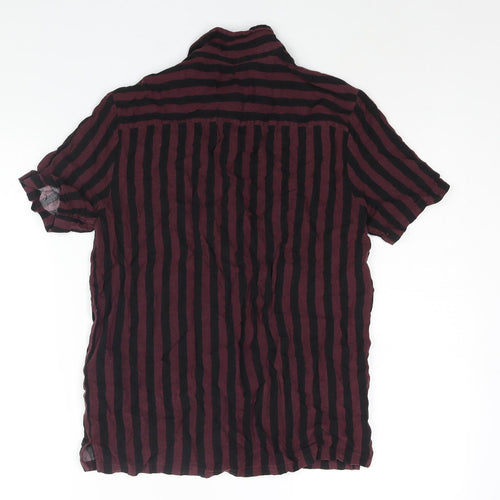 Topman Mens Purple Striped Viscose Button-Up Size XS Collared Button