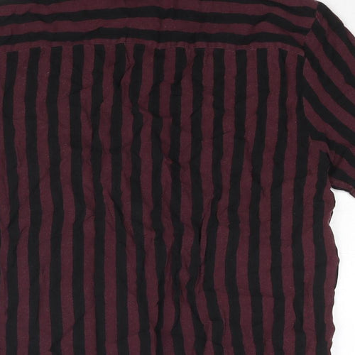 Topman Mens Purple Striped Viscose Button-Up Size XS Collared Button