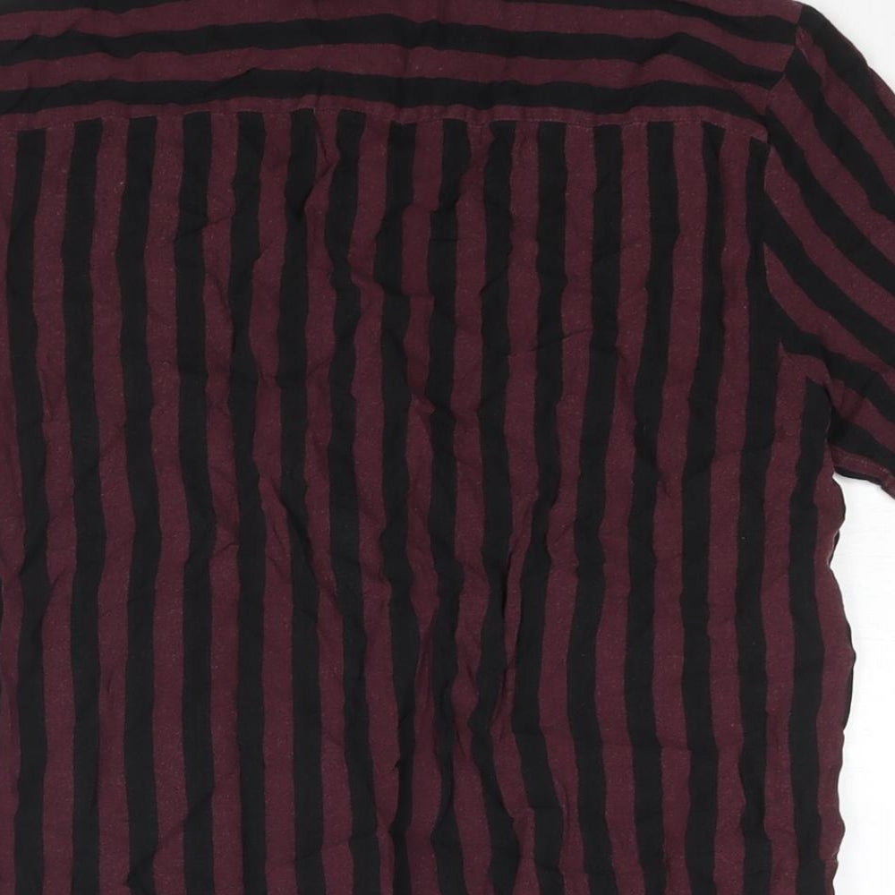 Topman Mens Purple Striped Viscose Button-Up Size XS Collared Button
