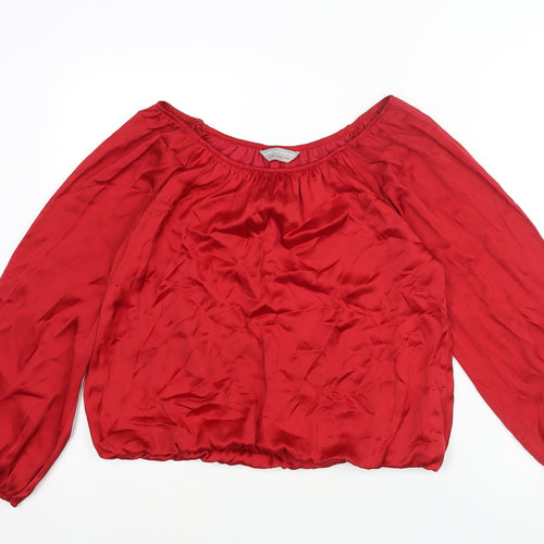 Dorothy Perkins Womens Red Polyester Basic Blouse Size 14 Boat Neck