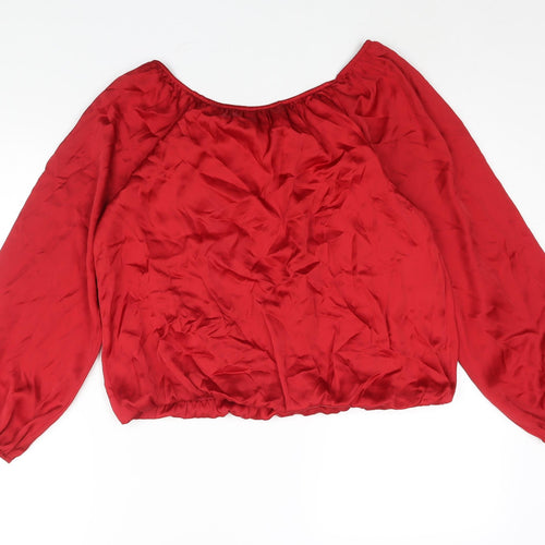 Dorothy Perkins Womens Red Polyester Basic Blouse Size 14 Boat Neck