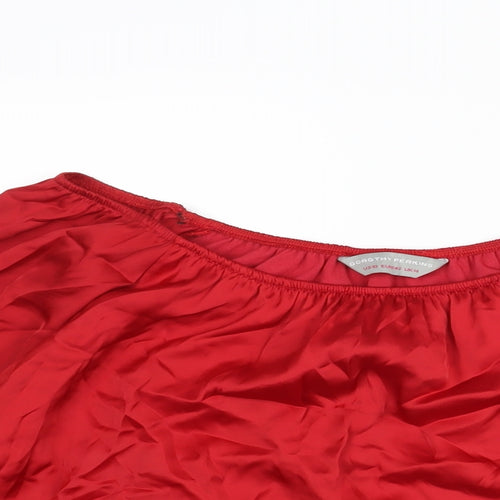 Dorothy Perkins Womens Red Polyester Basic Blouse Size 14 Boat Neck