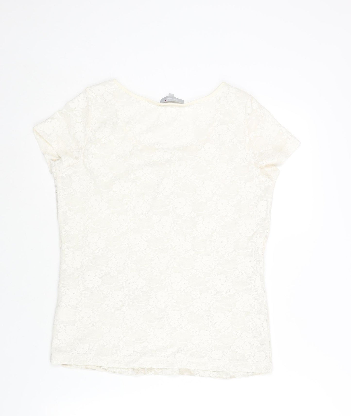 Per Una Womens Ivory Polyamide Basic Blouse Size 14 Round Neck - Textured Front