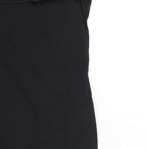 PRETTYLITTLETHING Womens Black Viscose Mini Size 14 Square Neck Pullover