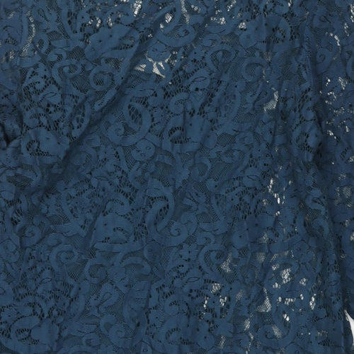 Monsoon Womens Blue Cotton Shift Size 14 Round Neck Button