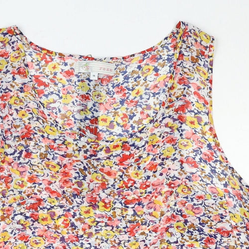 Cameo Rose Womens Multicoloured Geometric Polyester Camisole Blouse Size 14 Scoop Neck - Floral Print