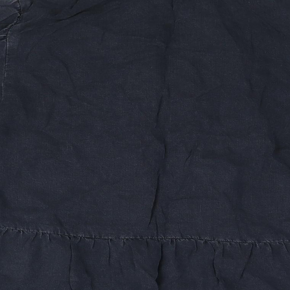 NEXT Womens Blue Lyocell Basic Blouse Size 10 Round Neck - Keyhole Neck