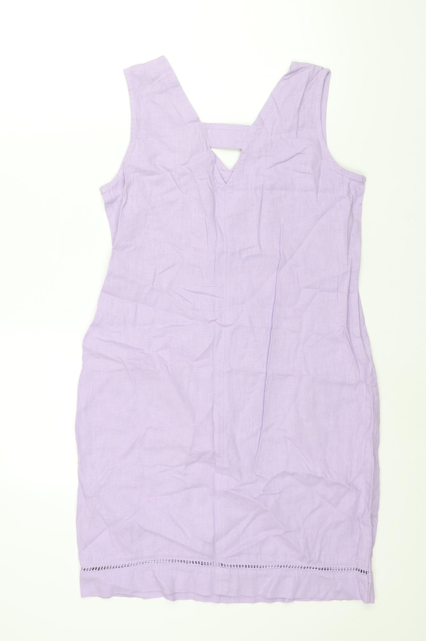 NEXT Womens Purple Linen Shift Size 10 V-Neck Pullover