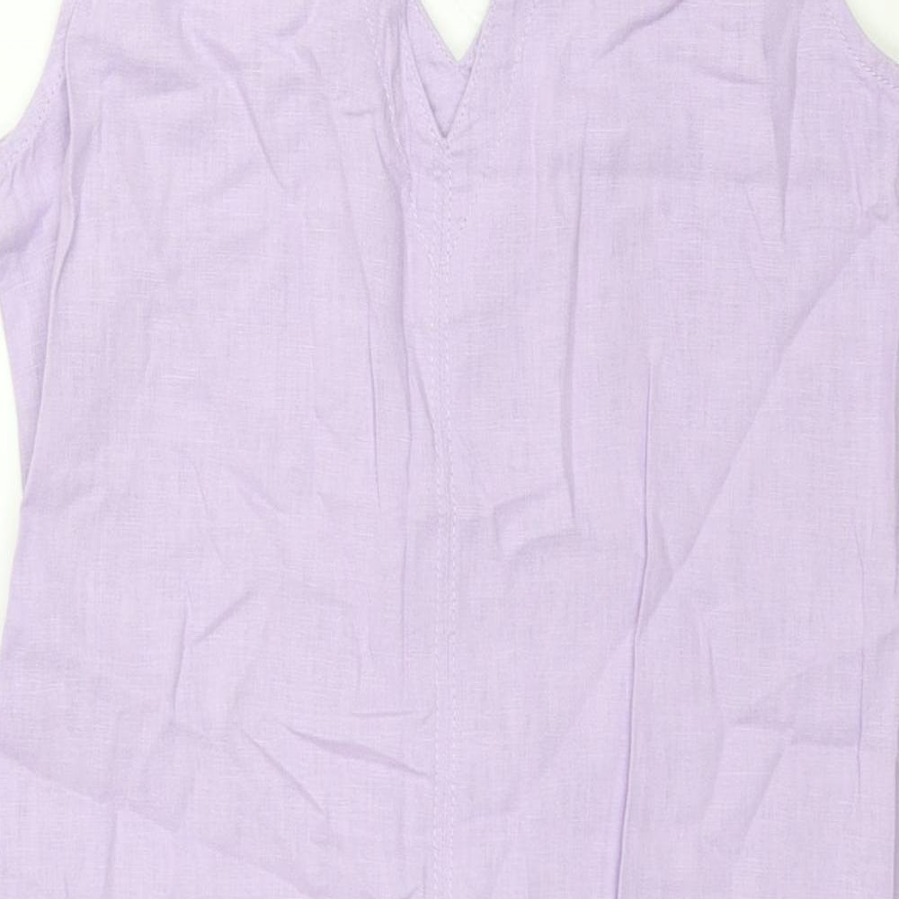 NEXT Womens Purple Linen Shift Size 10 V-Neck Pullover