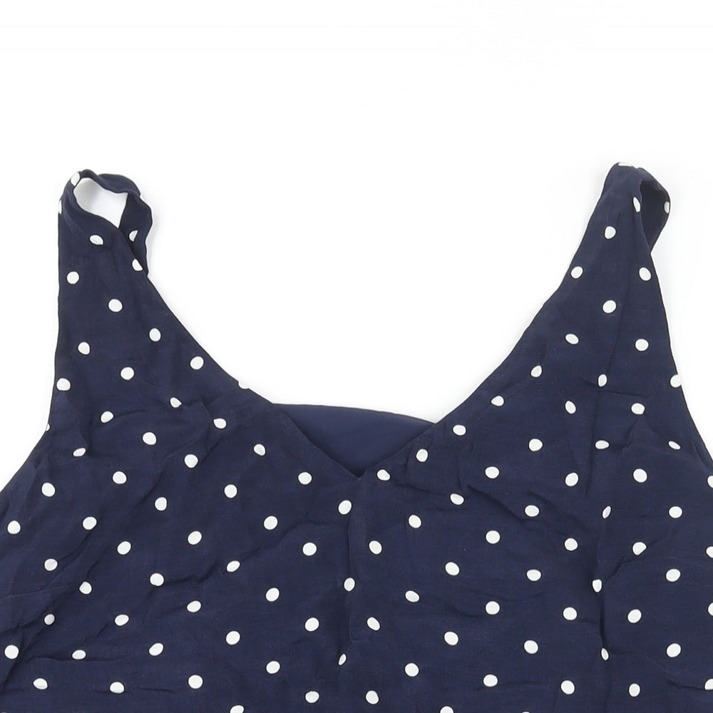 Joules Womens Blue Polka Dot Viscose Camisole Blouse Size 16 V-Neck