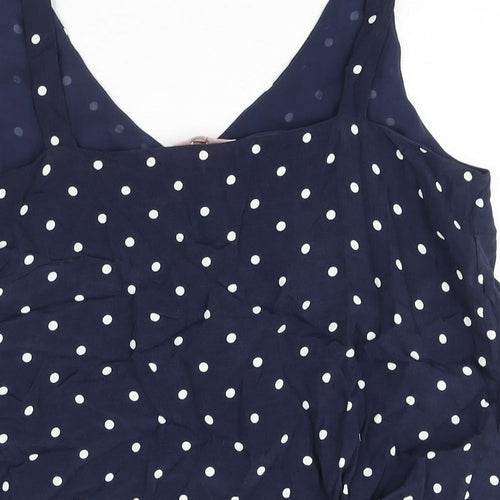 Joules Womens Blue Polka Dot Viscose Camisole Blouse Size 16 V-Neck