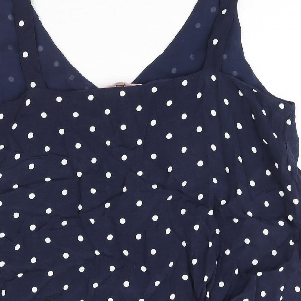 Joules Womens Blue Polka Dot Viscose Camisole Blouse Size 16 V-Neck