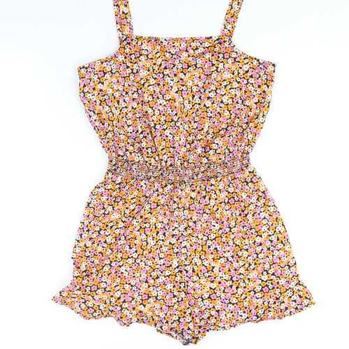 New Look Girls Multicoloured Geometric Polyester Playsuit One-Piece Size 14 Years Pullover - Floral Print Frill