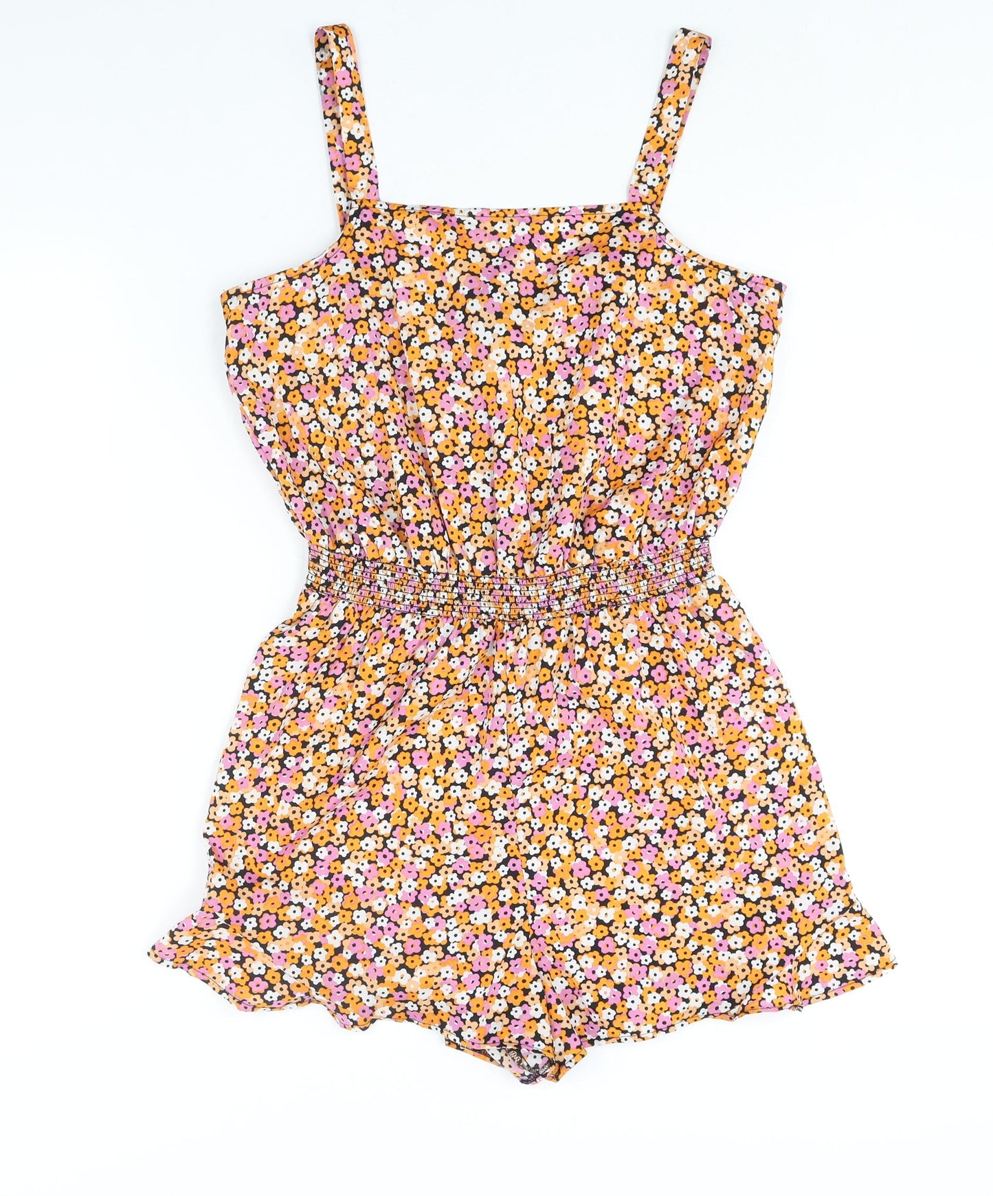 New Look Girls Multicoloured Geometric Polyester Playsuit One-Piece Size 14 Years Pullover - Floral Print Frill