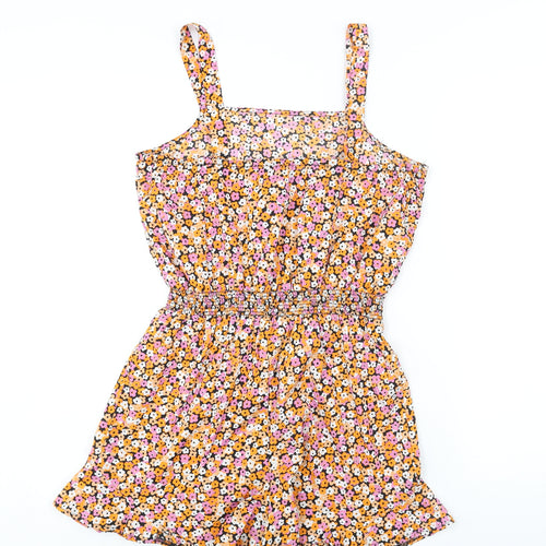 New Look Girls Multicoloured Geometric Polyester Playsuit One-Piece Size 14 Years Pullover - Floral Print Frill