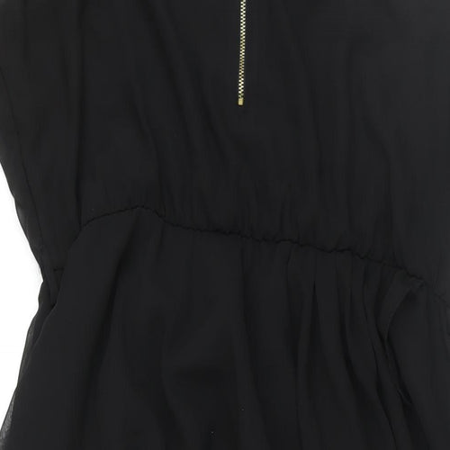 Select Womens Black Polyester Shift Size 16 Round Neck Zip