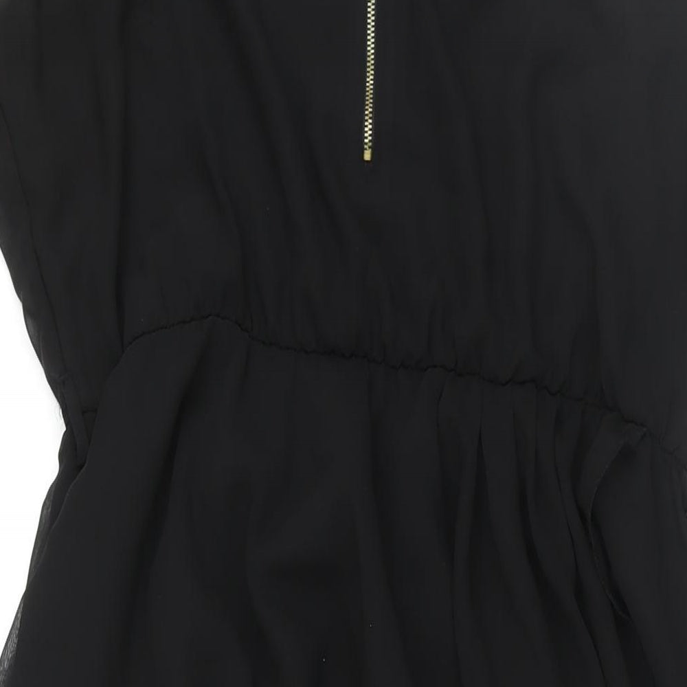 Select Womens Black Polyester Shift Size 16 Round Neck Zip