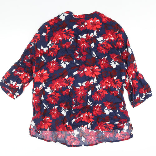 Damart Womens Multicoloured Floral Viscose Basic Blouse Size 20 V-Neck